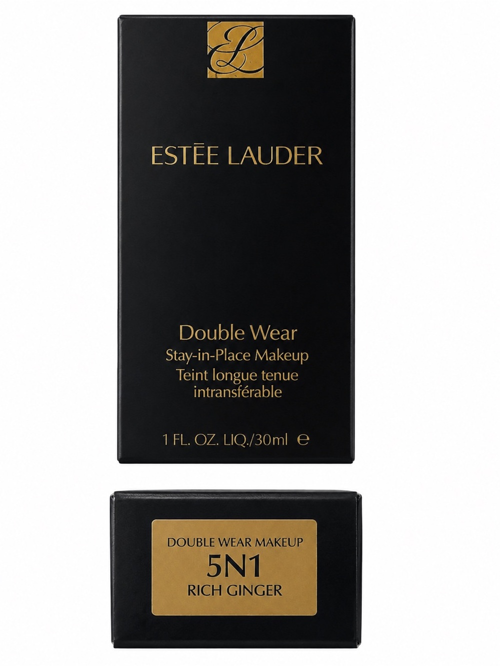 Estee Lauder Double Wear Foundation - Rich Ginger (5N1) - Black & Gold